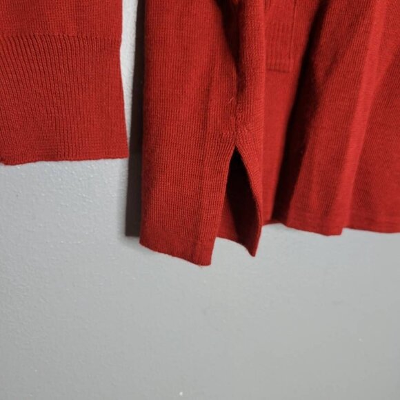 Vintage Women's XXL Orange Red Wool Blend Floral Embroidered Sweater Granny Cor - Picture 5 of 7